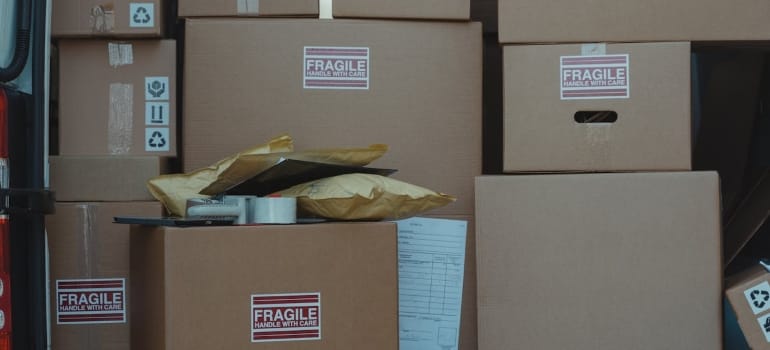 Picture of stacked cardboard boxes 