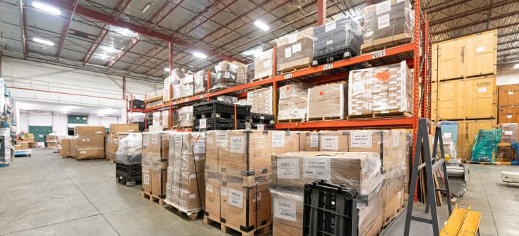 Numerous boxes packed in storage 