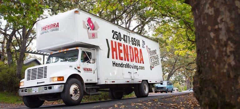 Hendra Moving and Storage truck on the road.