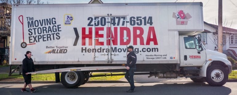 two Hendra movers working on moving from Victoria to Calgary