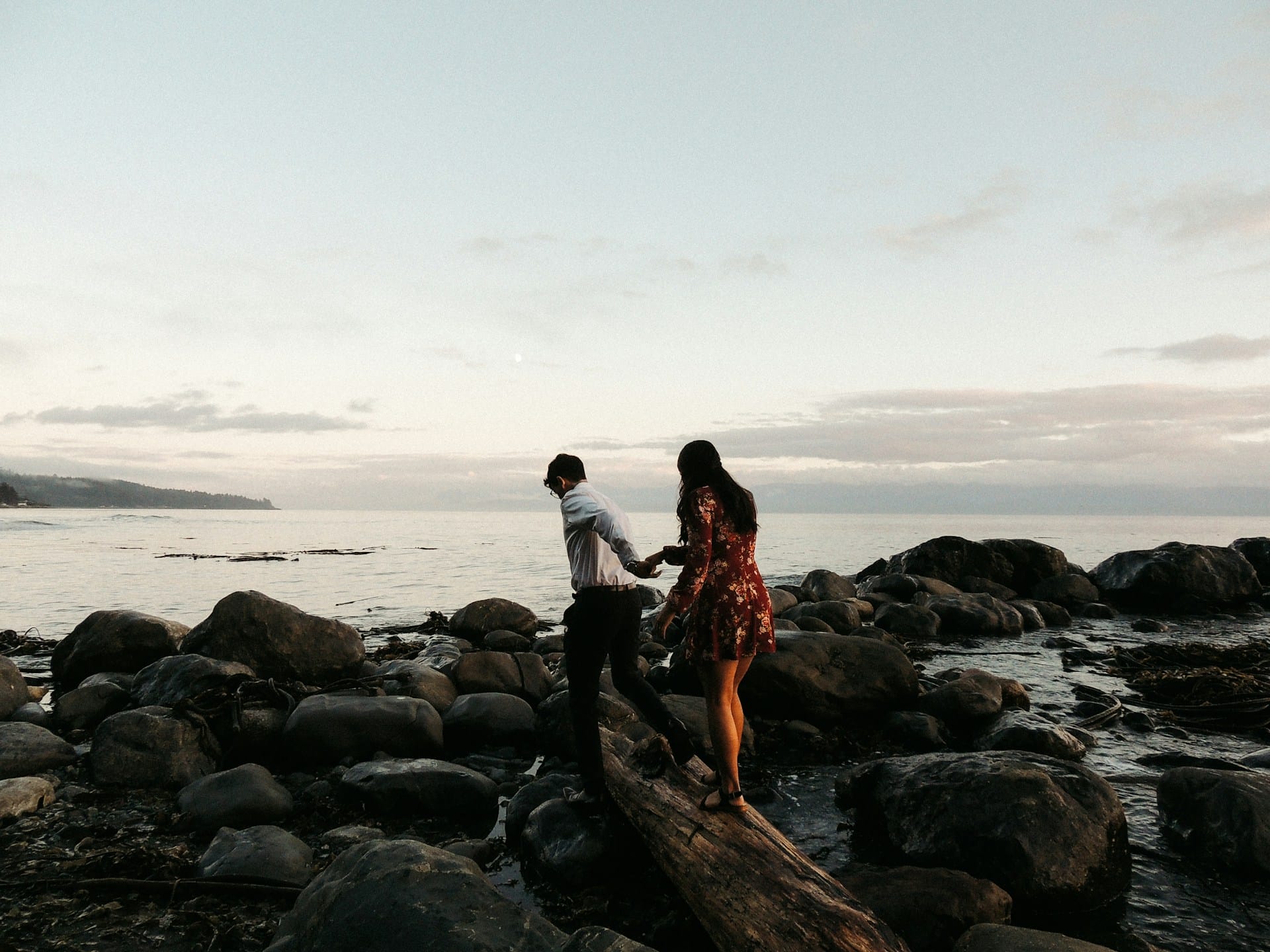 people on a shore after moving to Sooke