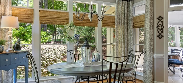 Luxury Interior with a Large Window and a Park View