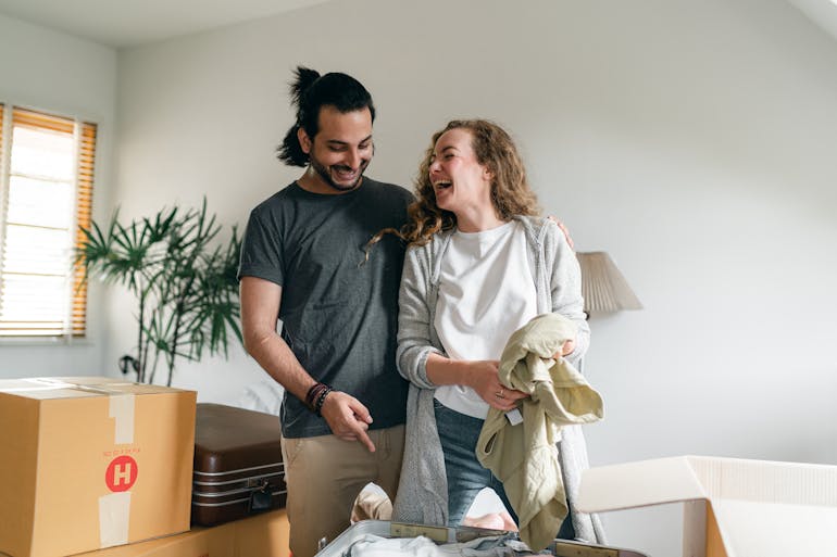 a couple moving