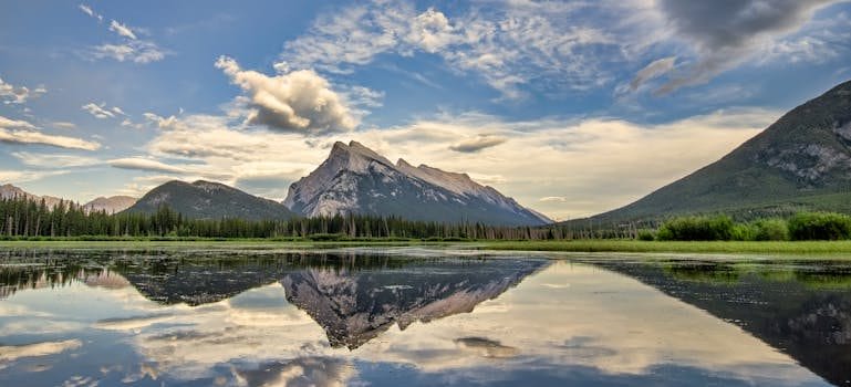 Body of Water Near Mountain Peaks