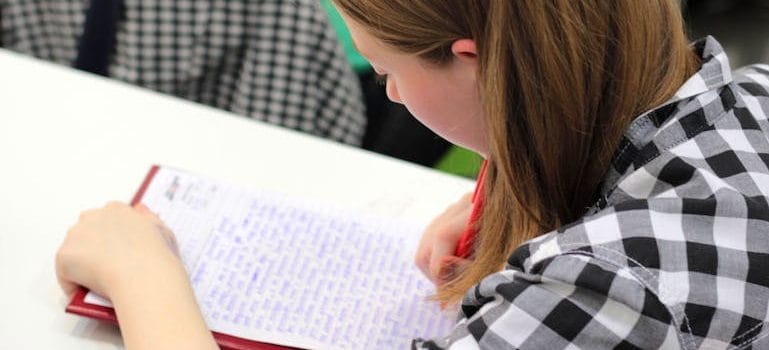 a girl studying 