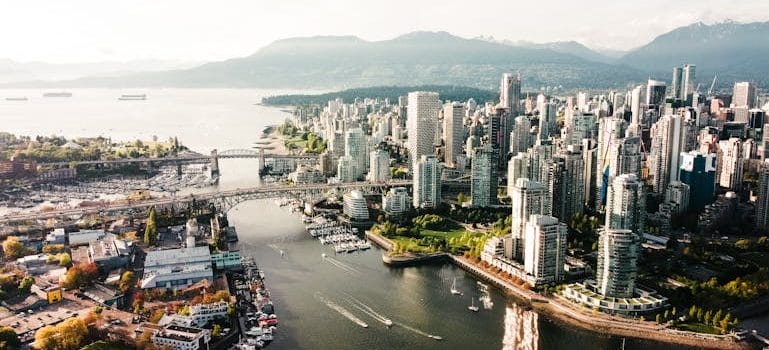 Aerial Shot of Big City with Tall Buildings