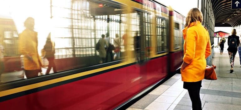 Woman Standing Beside Red Train