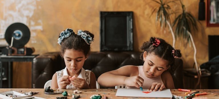 Girls Doing Arts and Crafts